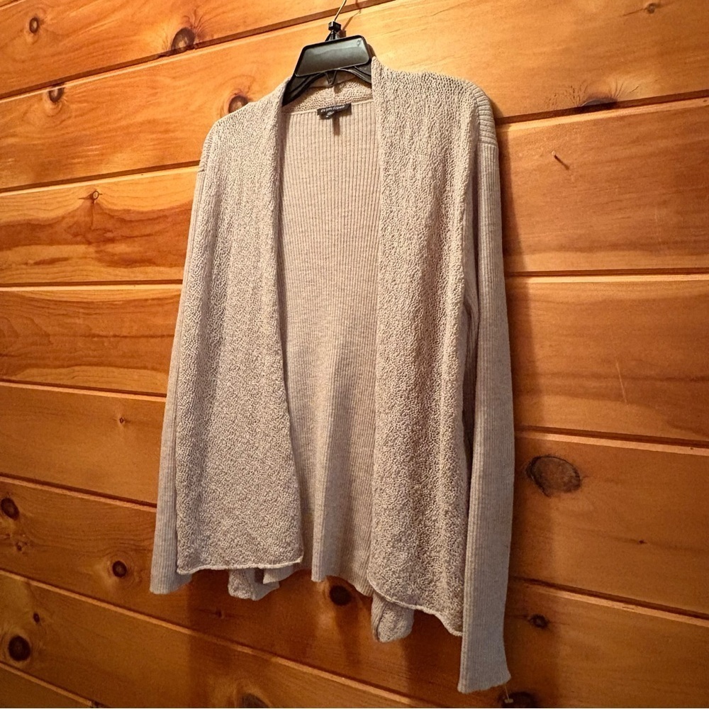 Eileen Fisher Grayish Open-Front Cardigan Sweater 100% wool.